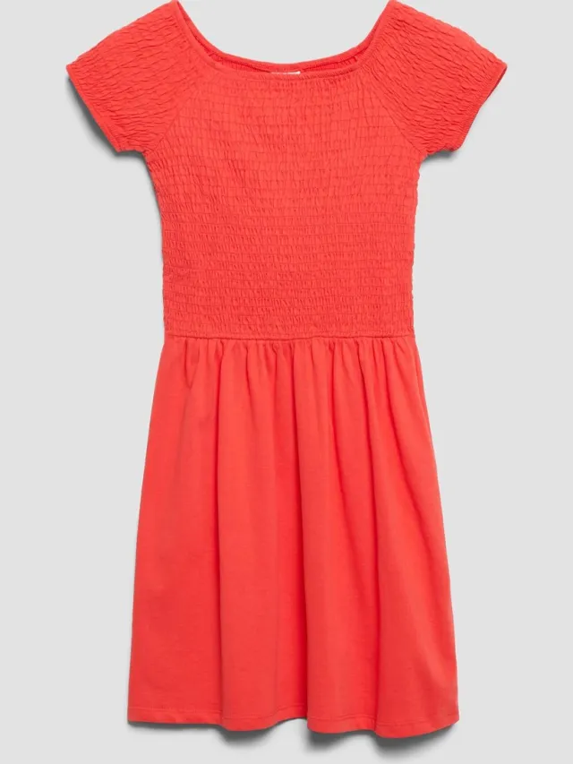 S.Oliver female - Off-shoulder jurk met smock detail rood