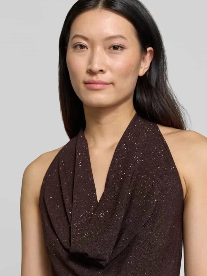 Rinascimento slim fit avondjurk in glitterlook donkerbruin, foto 3