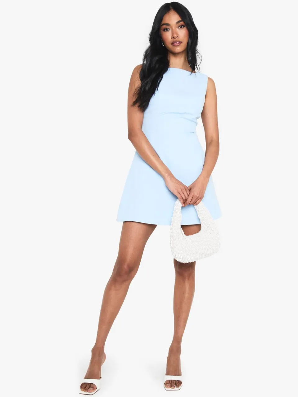 boohoo Dames Gestructureerde A-Lijn Mini Jurk blauw, foto 3