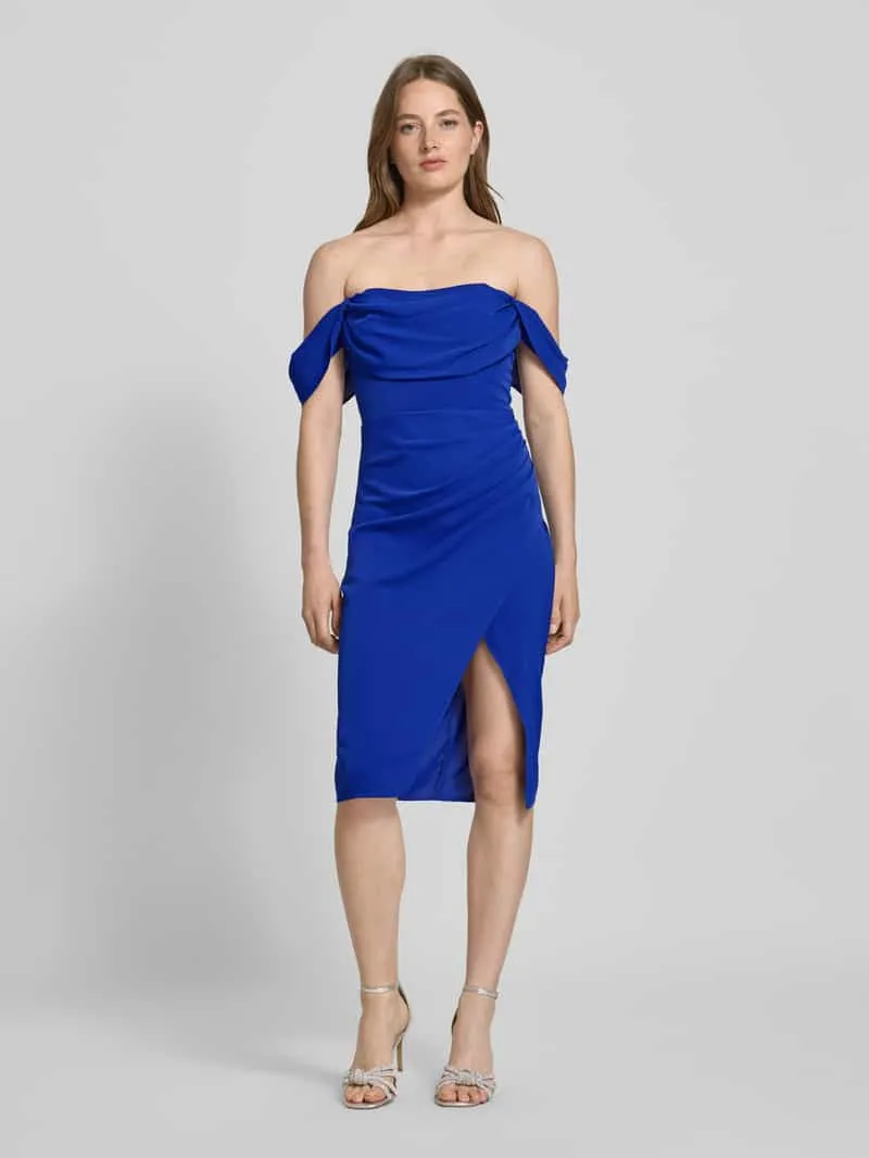 Lipsy Knielange cocktailjurk met plooien opzij Blauw