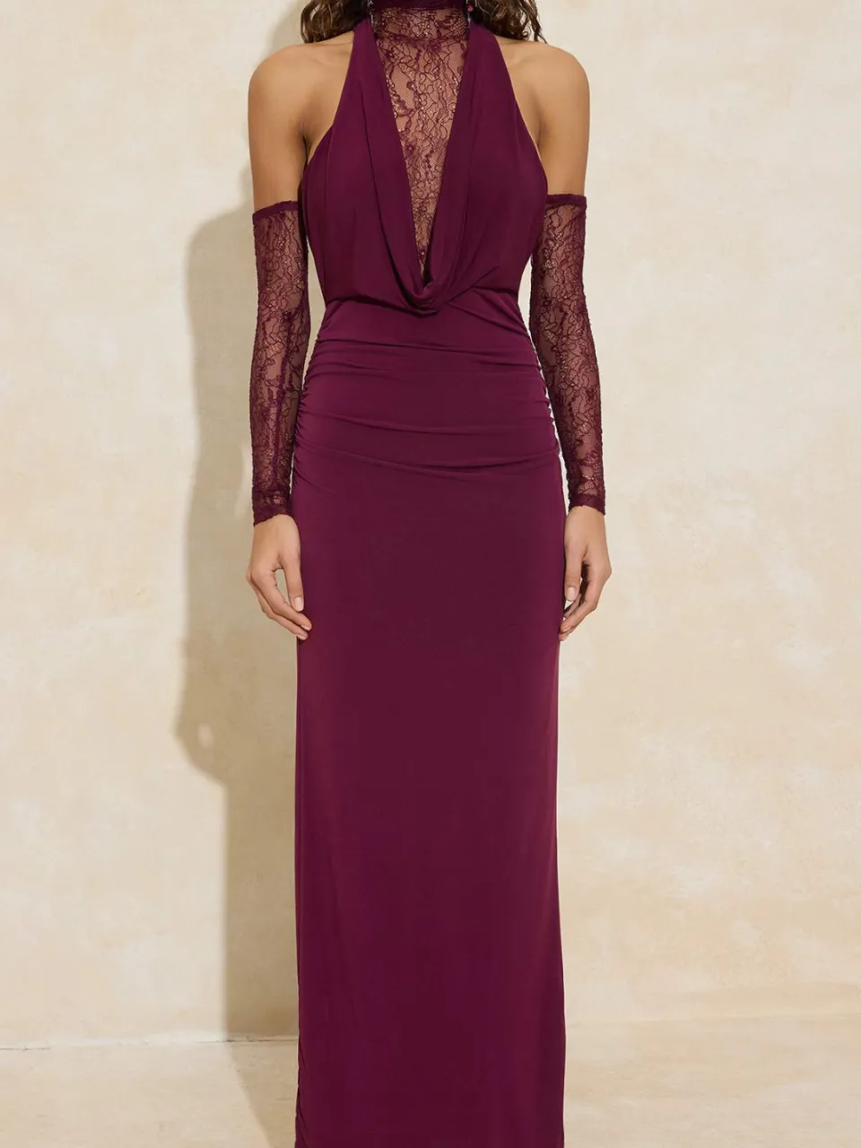 Trendyol TRENDYOLMİLLA Dames Paars Effen Maxi Driekwart mouw Stijlvol/Avond Recht Avond & Gala Jurk, foto 2