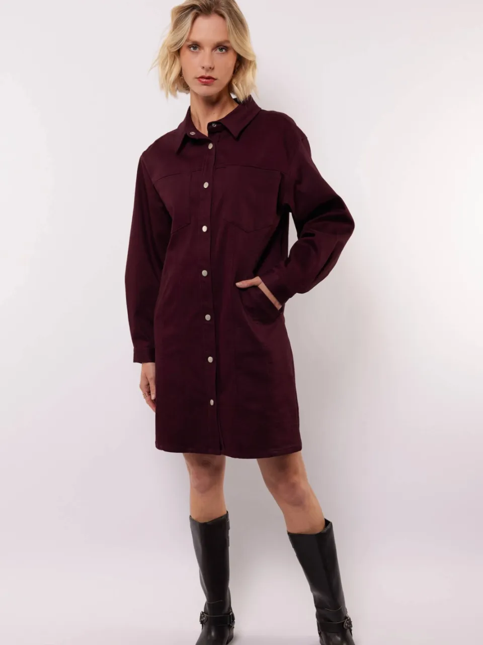 Fluresk blousejurk donkerrood