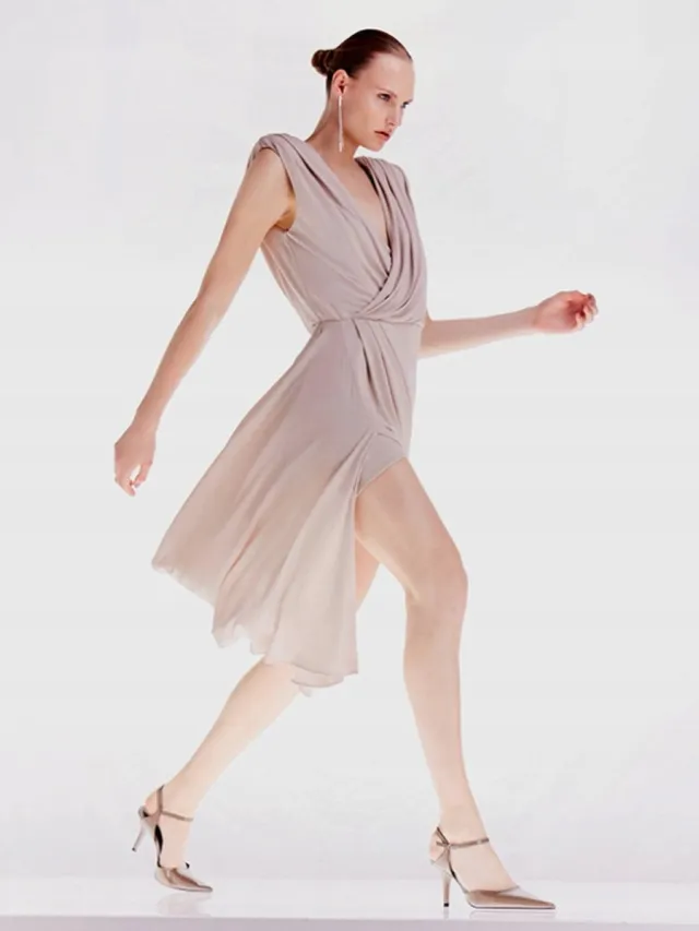 Karen Millen Midi Jurk - Beige - Voor Lange Vrouwen