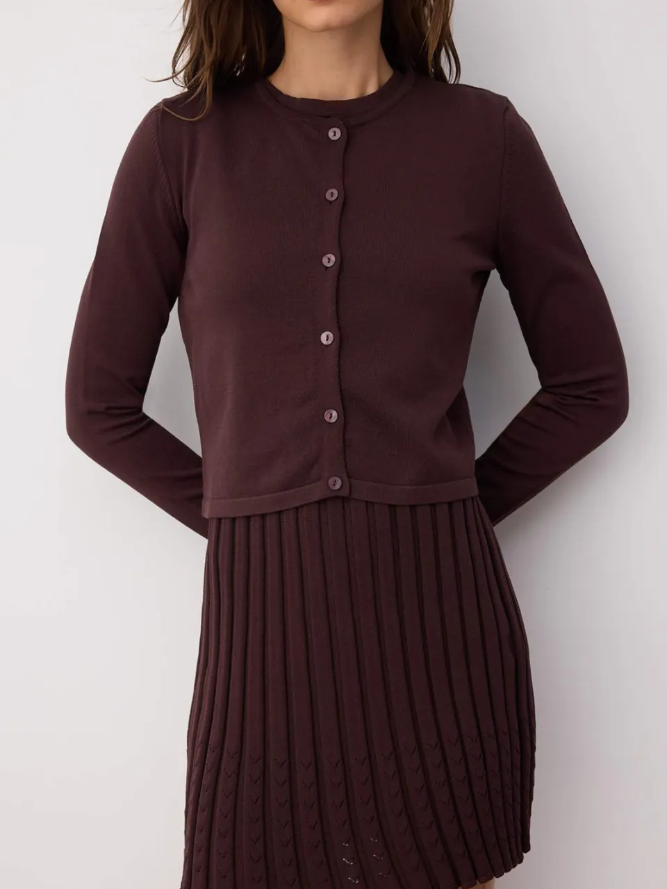 Trendyol TRENDYOLMİLLA Dames Bruin Effen Kort / Mini Lang Casual Skater Jurken, foto 2