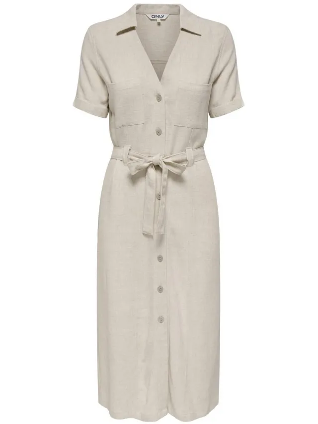 Only ONLSIESTA SS LIN BL SHIRT DRESS PNT NOOS Dames Jurk Moonbeam