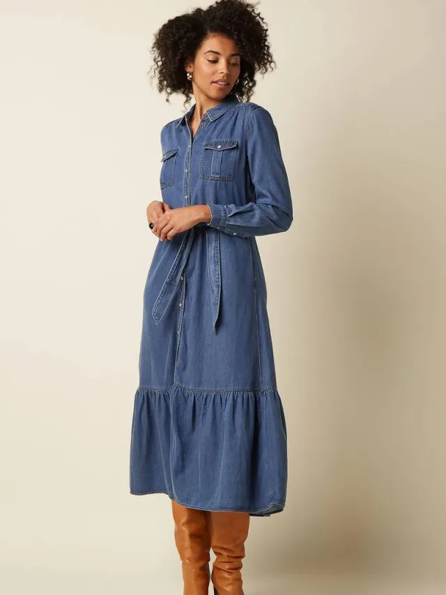 King Louie spijkerjurk met ceintuur - medium blue denim