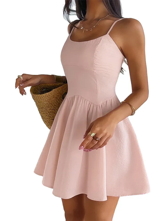 RedParrot Prachtige Zomer Jurk - Dames - Roze - Kort - Wijde rok