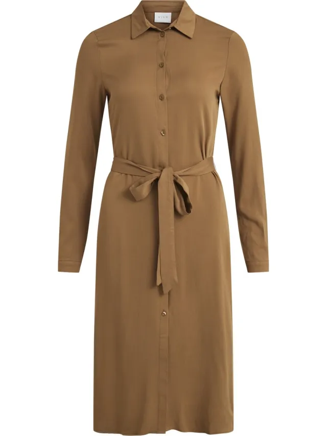 Vila Maat 38 VIDANIA BELT LS SHIRT DRESSSU Dames Jurk Butternut