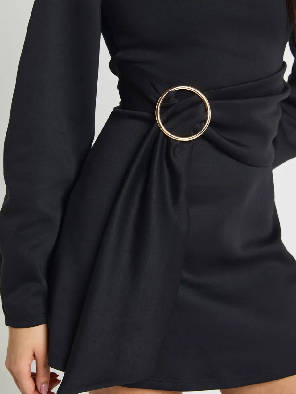 boohoo Dames Aangeknipte Hals Shift Jurk Met Riem zwart, foto 4