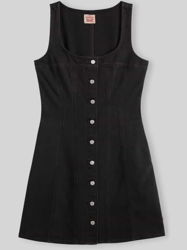 Levi's Mini-vrijetijdsjurk van puur katoen met knoopsluiting zwart, foto 2