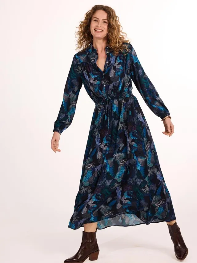 Didi Dames Dress Chosen Inkweave print Blauw