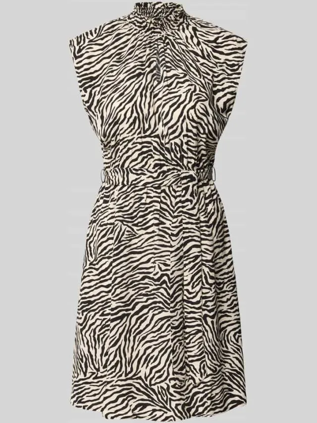 Zero Mini-jurk van zuivere viscose met all-over dierenprint Zwart