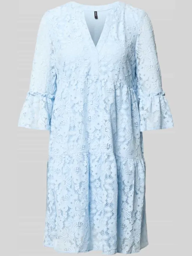 Vero Moda loose fit kanten jurk van katoenmix model 'HONEY' lichtblauw, foto 2