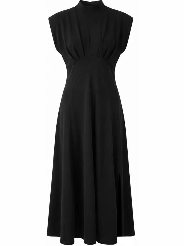 Trendyol TRENDYOLMİLLA Dames Zwart Effen Maxi Mouwloos Skater Jurken