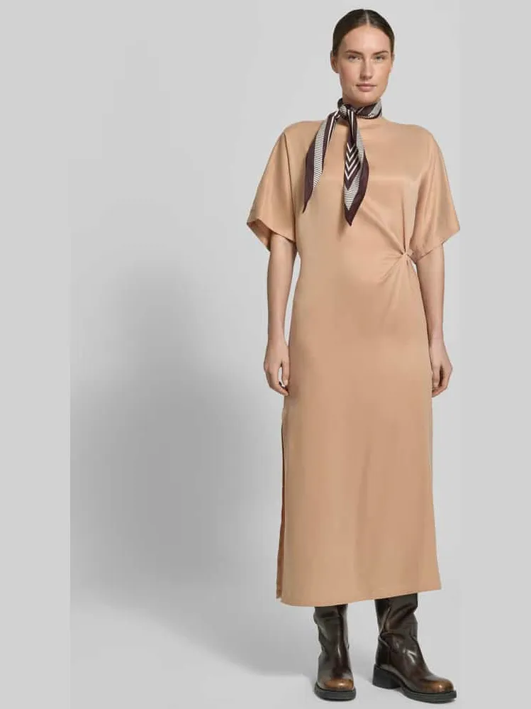 drykorn midi-jurk met knoopdetail model 'INDAH' zalm, foto 4