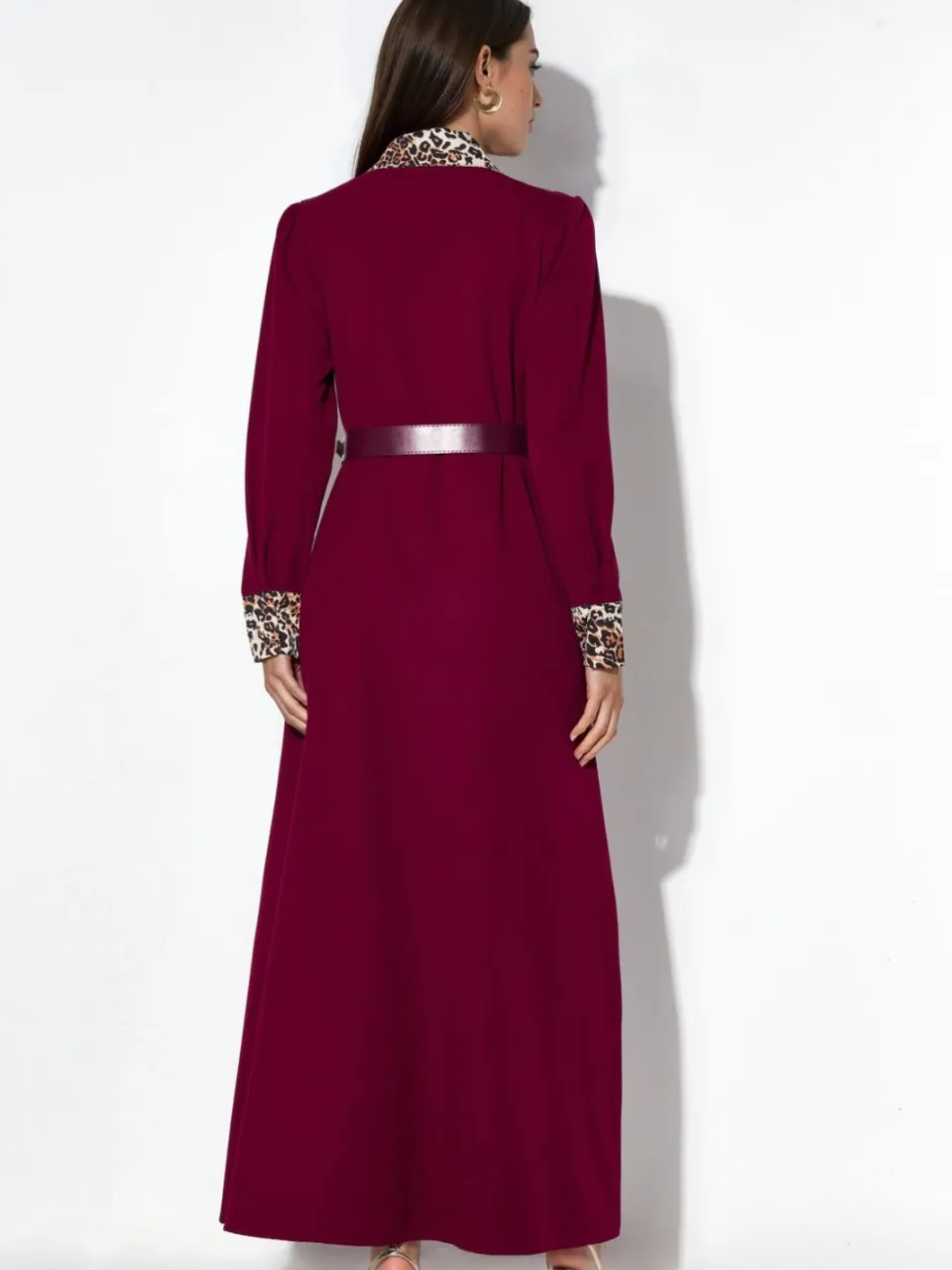 MSN Collection Leopardprint Maxi Shirtjurk rood, foto 2