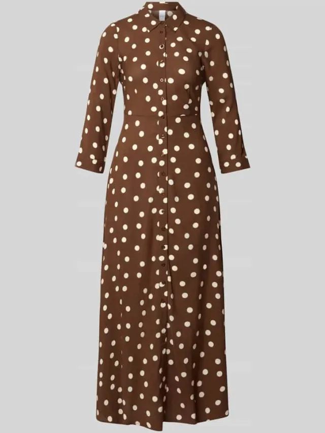 Yas Maxi-jurk met doorlopende knoopsluiting donkerbruin, foto 2