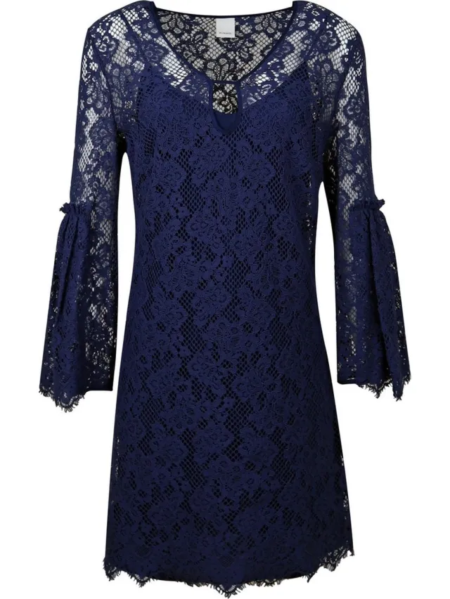 Pinko • donkerblauwe kanten jurk • maat 40 (IT46)