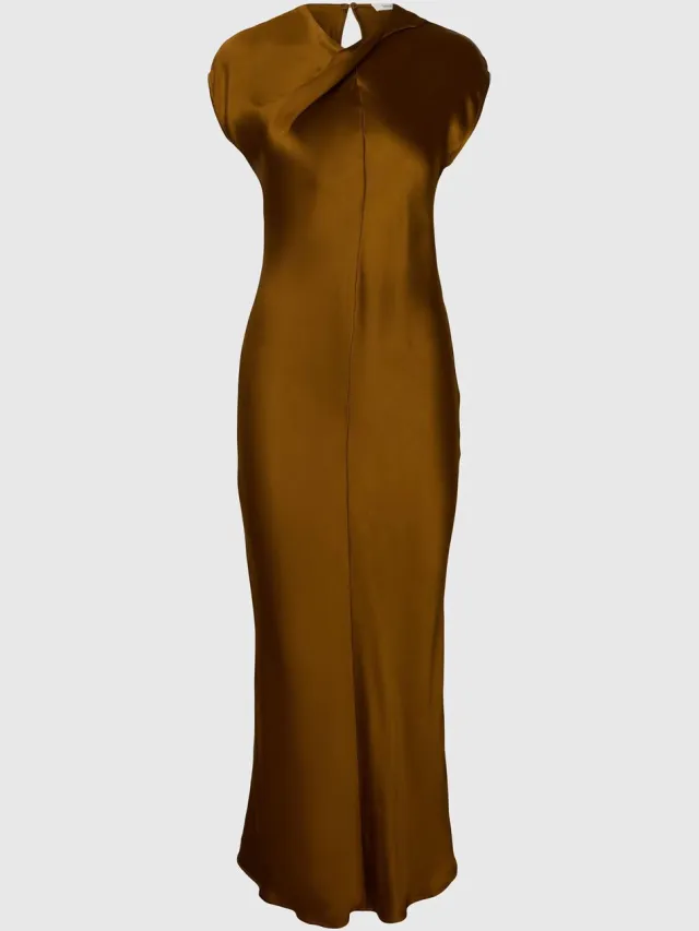 Selected Maxi jurk Satijn Monks Robe1