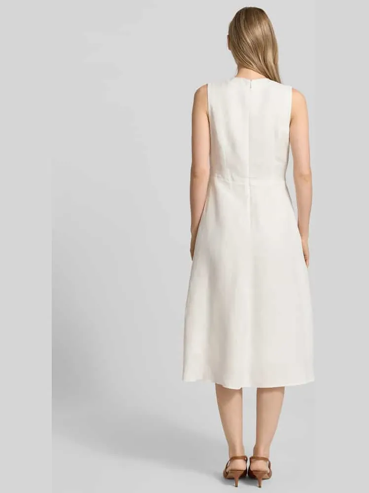 Christian Berg Woman Selection midi-jurk van mix van linnen en viscose in wikkellook ecru, foto 3