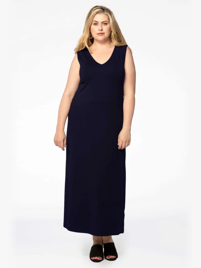 Yoek Maxi jurk v-hals | Blauw