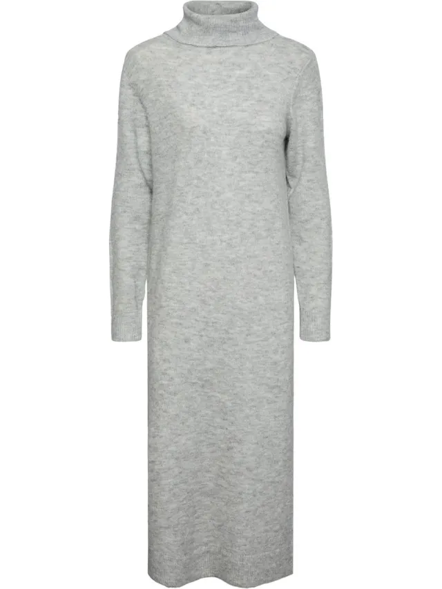 Pieces PCJULIANA LS ROLLNECK KNIT DRESS NOOS BC Dames Jurk Light Grey Melange