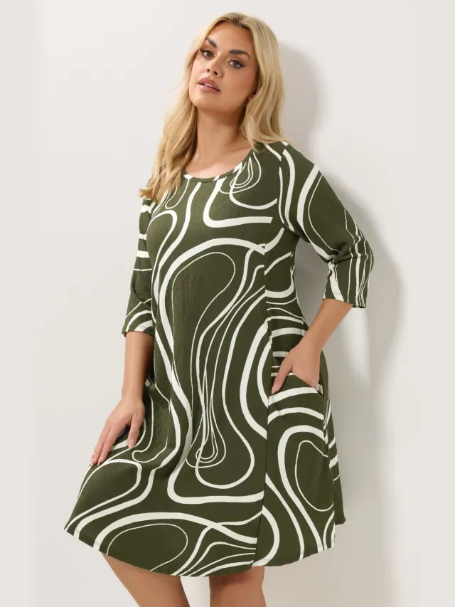 Yours Groene Abstracte Werveling Tuniekjurk Green