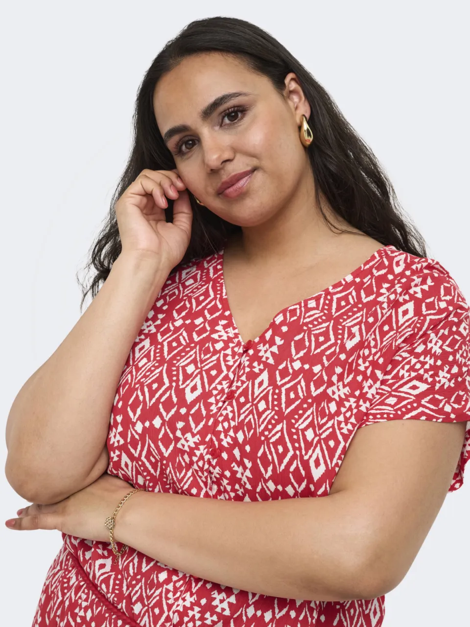 Only Carmakoma maxi jurk met print Plus Size - rood, foto 5