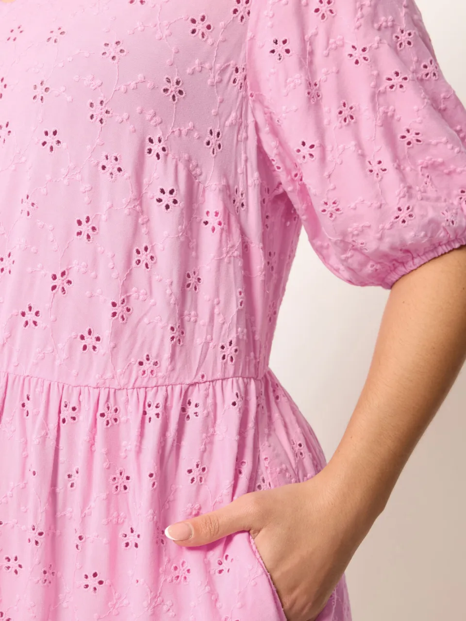 Yours Roze Gelaagde Jurk Met Broderie Anglaise-52, foto 5