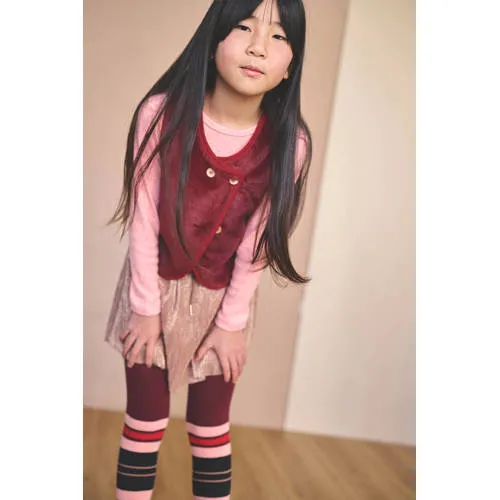 Nono korte plissé jurk roze/bruin, foto 4