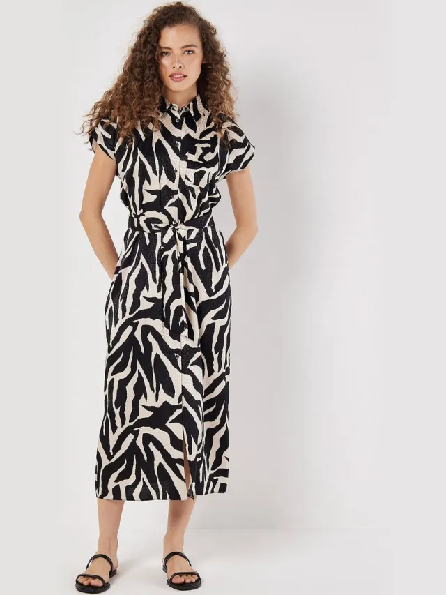 Apricot Midijurk van gestructureerd satijn met zebraprint Room