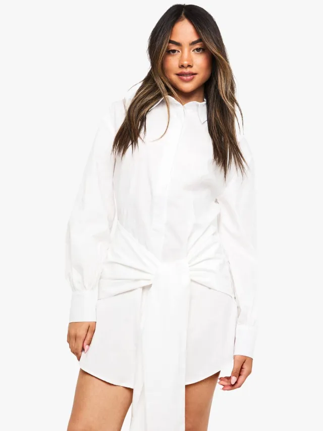 boohoo Dames Wrap Shirt Dress Wit