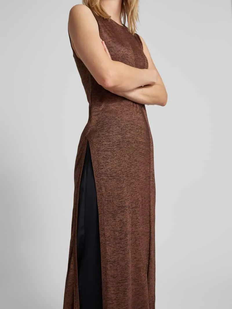 Stefanel maxi-jurk met structuurpatroon middenbruin, foto 4
