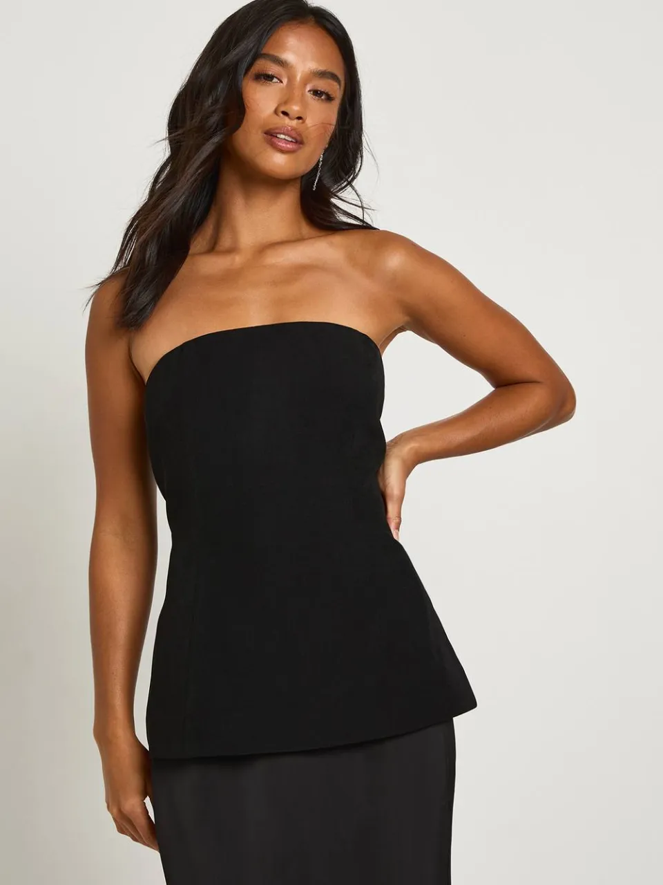 boohoo Dames Petite Bandeau 2 in 1 Maxi-jurk zwart, foto 3