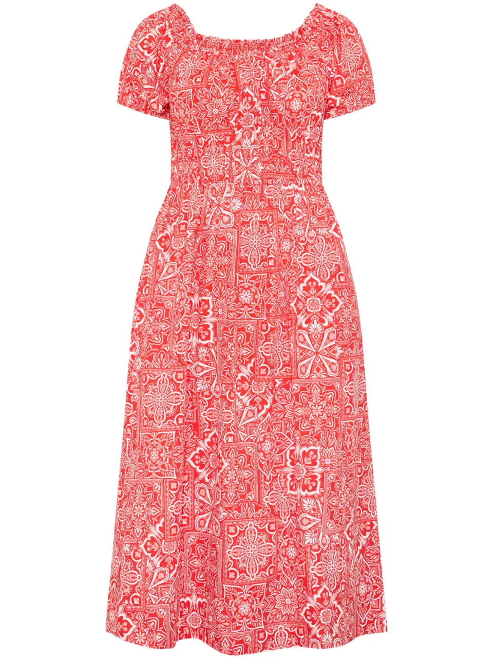 Yours Rode Paisley Poplin Bardotjurk rood, foto 4