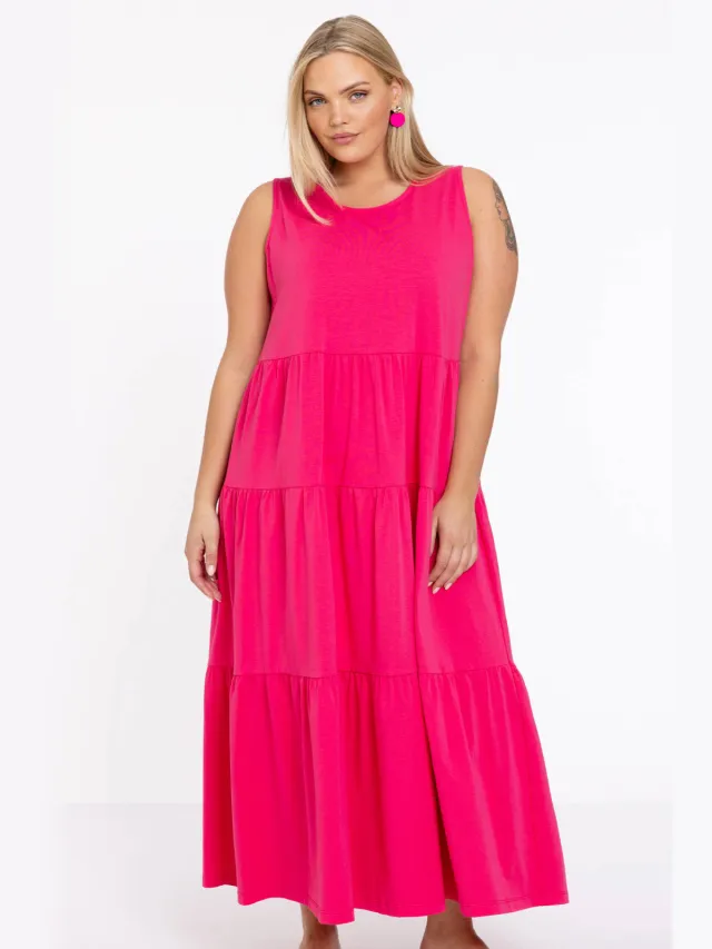 Yoek jurk met ruches roze