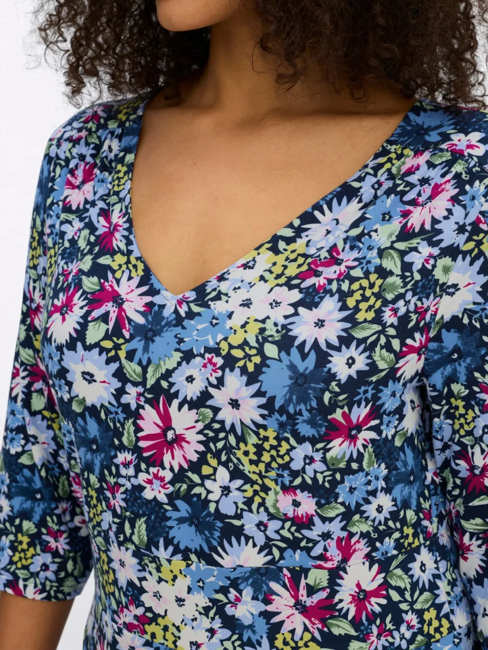Jersey jurk diepblauw/hemelsblauw gedessineerd, foto 3