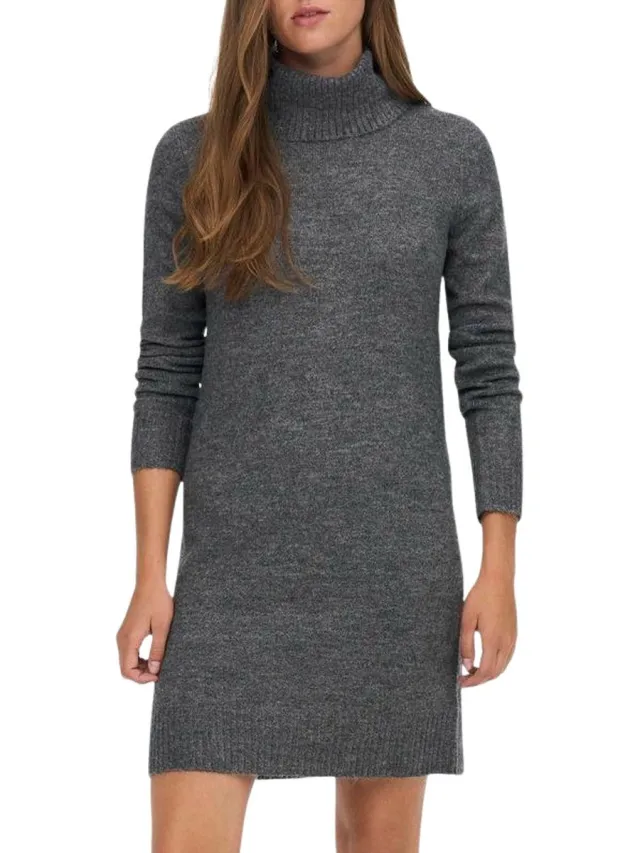 JDY Gebreide jurk JDYELANORA Korte jurk Dark Grey Melange