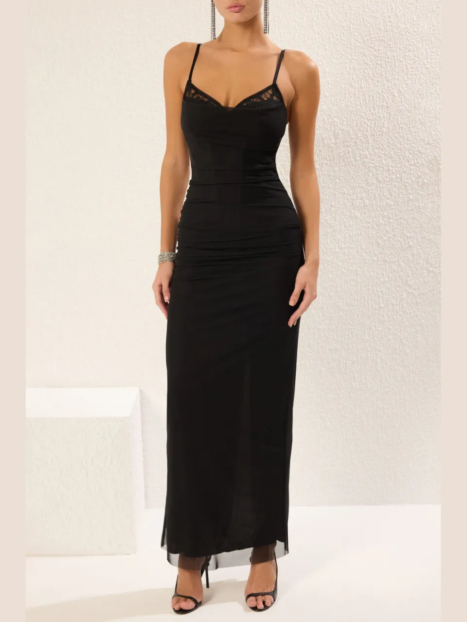 Trendyol TRENDYOLMİLLA Dames Zwart Effen Maxi Mouwloos Diploma-uitreiking / Gala Zeemeermin Avond & Gala Jurk, foto 2