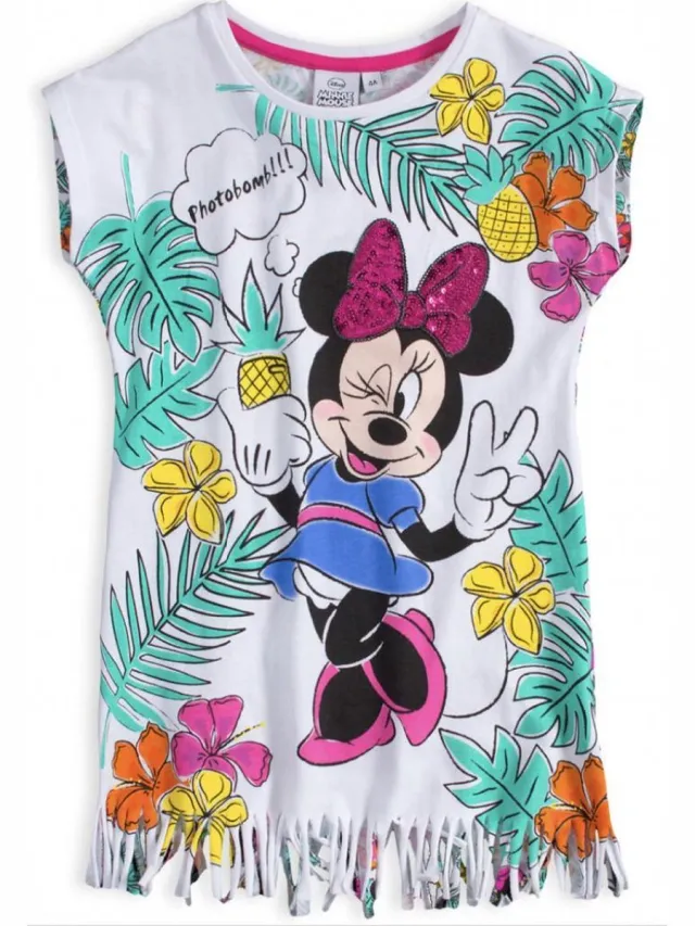 Disney Minnie Mouse zomer jurk - Photobomb! - wit/multi - maat 122/128 (8 jaar)
