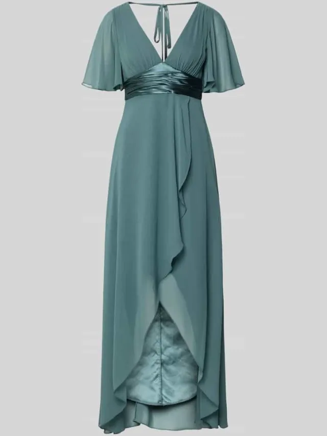 Jake*s Cocktail midi-jurk van chiffon met diepe V-hals rietgroen gemêleerd, foto 2