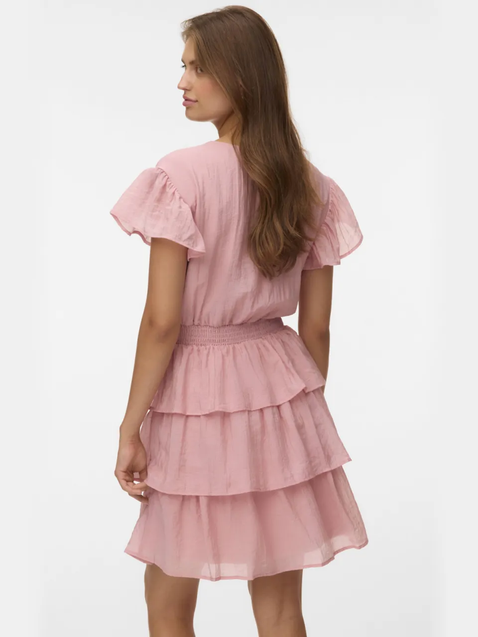 Vero Moda mini jurk met ruches - oudroze, foto 4