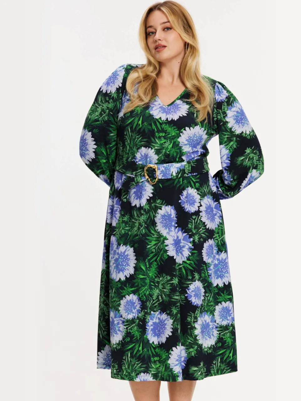 Yoek Full Blossom jurk blauw, foto 4