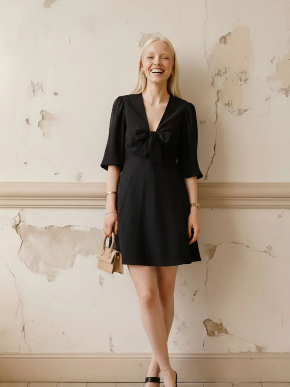MyFashion V-hals Minidress met Strikdetail zwart, foto 2