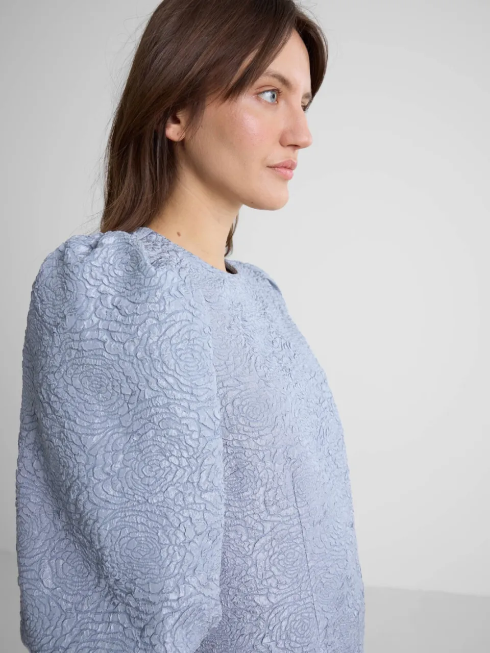 Anytime jacquard mini jurk lichtblauw, foto 3