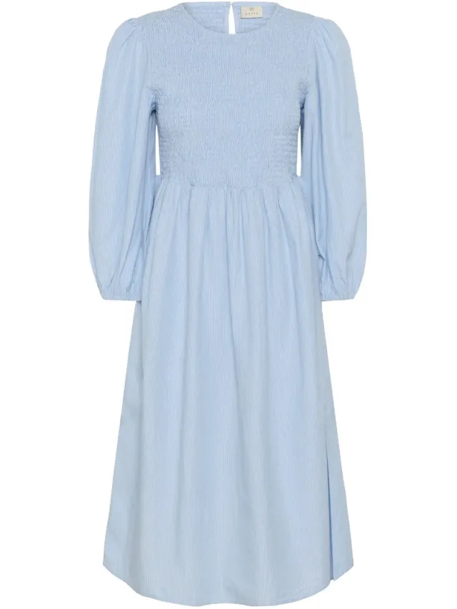 Kaffe Gesmokte damesjurk KAFFE KAmona white blue stripe