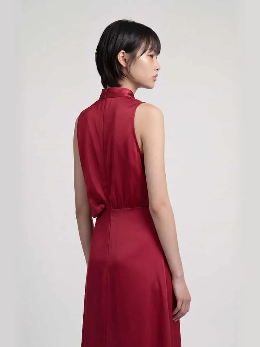 Hugo Maxi-jurk met drapering model 'Kedina-1' donkerrood, foto 3