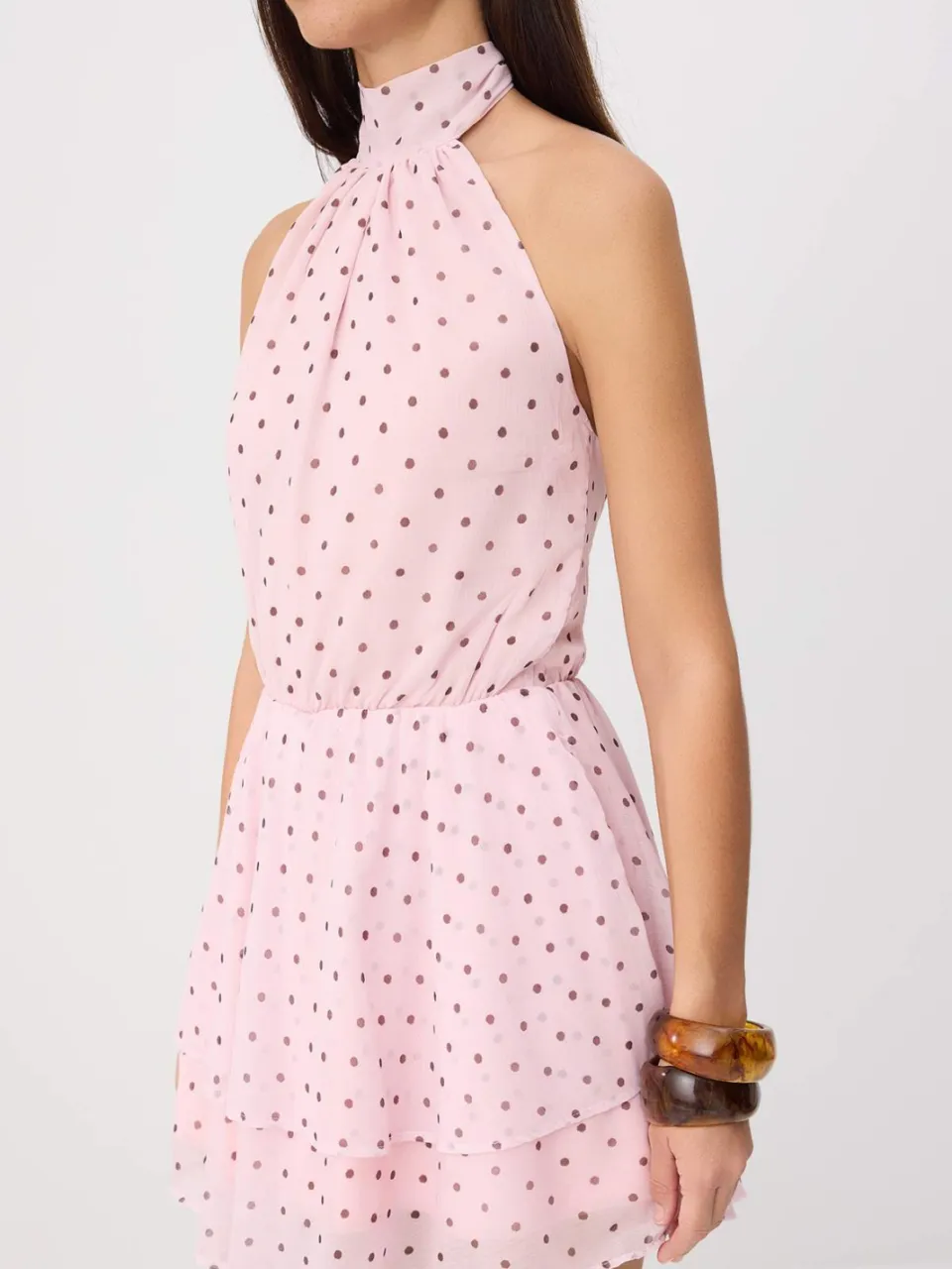 Trendyol TRENDYOLMİLLA Dames Roze Stippen Kort / Mini Mouwloos Skater Jurken, foto 2