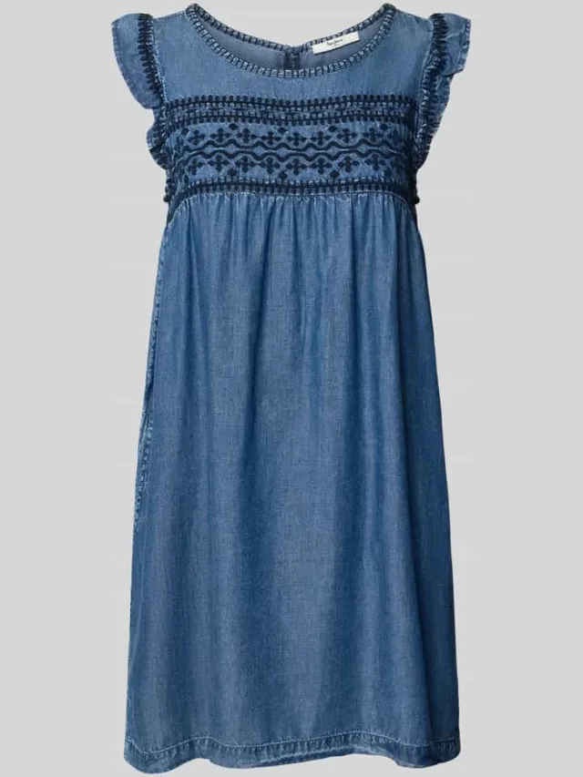 Pepe Jeans Getailleerde denimjurk van lyocell model 'CINDY' Donkerblauw