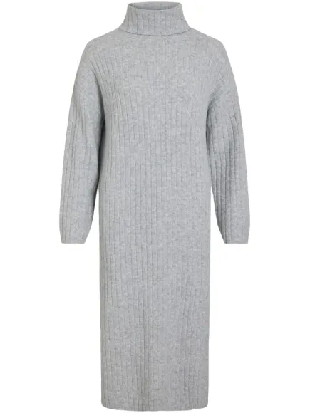 Vila Ssia rollneck ls knit dress licht grijs, foto 2
